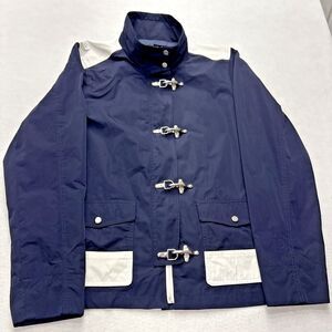 L-RL Lauren Active Womens Navy & White Light Zip Jacket Metal Clasps Sz XL